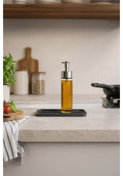 Gri Renk Silikon Yağdanlık Yağlık Sirkelik Altlığı Organizer Sunumluk Sabunluk Altlığı 23x10 Cm Diğer