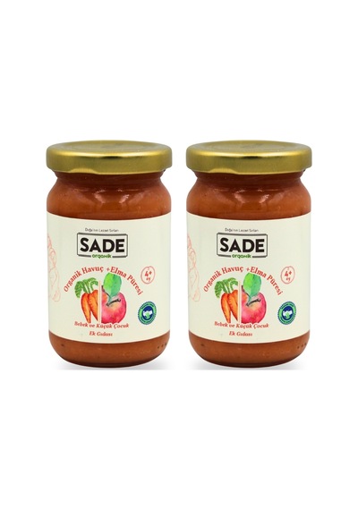 Sade Organik Havuç Elma Püresi 100 Gr 2 Li Paket
