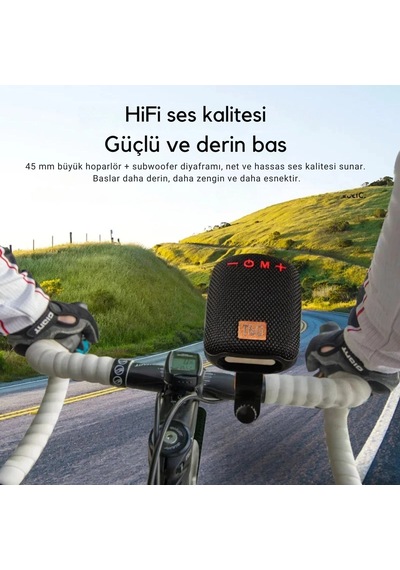 Etashop Bisiklet Bluetooth Hoparlör Taşınabilir Su Geçirmez Çift Bağlantı Fm Radyo Siyah