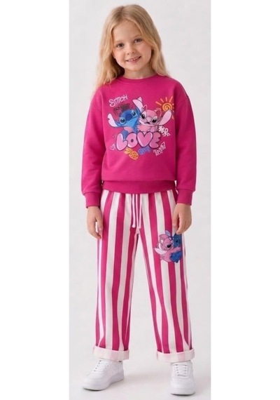 İrem Kız Çocuk Love Yazılı Desenli Eşofman Altı Çizgili Modelli Duble Paça Model Fuşya Renk Eşofman Takımı İrem Kız Çocuk Love Yazılı Desenli Eşofman Altı Çizgili Modelli Duble Paça Model Fuşya Renk Eşofman Takımı
