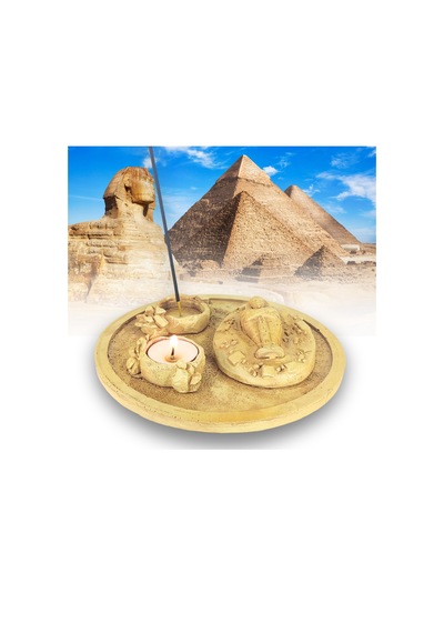 Antik Mısır Daire Sarcophagus Lahit Çubuk Tütsülük Ve Tealight