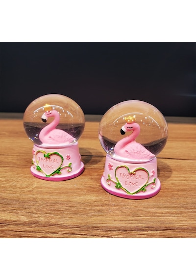 Büro Ev Hediyesi İçin Işıklı Flamingo Tasarım Mini Kar Küresi