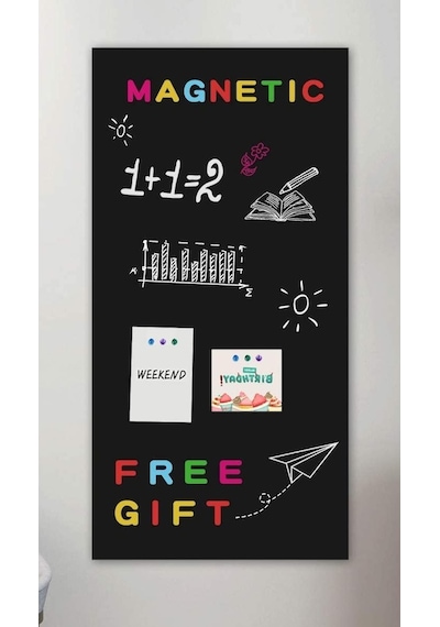 Mıknatıslı Pano , Siyah Dekoratif Metal Magnet Panosu 75X35 Cm