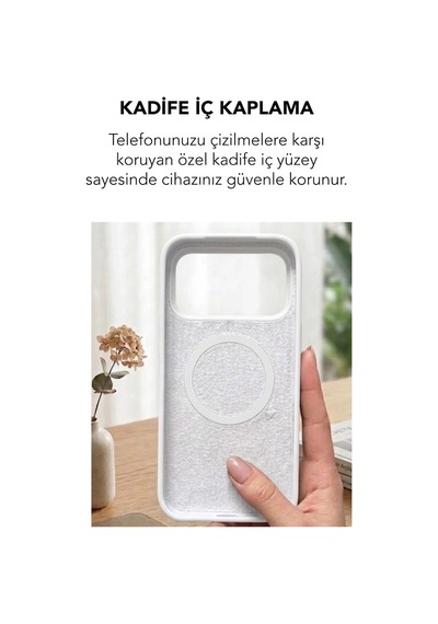 Apple İphone 17 Pro Uyumlu Magsafe Lansman Silikon Kılıf Beyaz