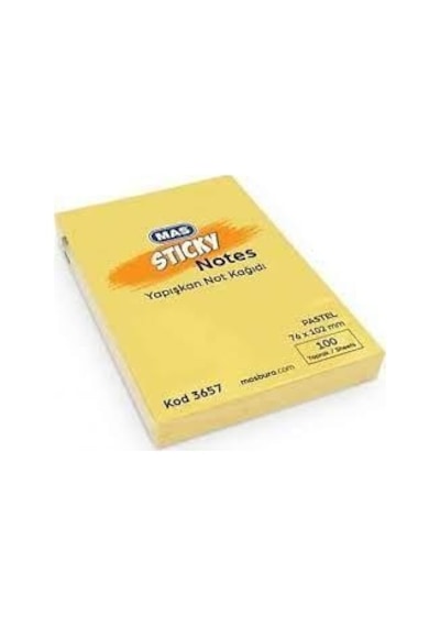 Mas Yapışkanlı Not Kağıdı 76x102 Pastel Sarı 3657