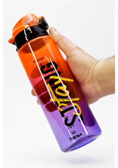 Su Matarası Tritan Geniş Ağız Su Şişesi Grafiti Spor Matarası Suluğu Bpasız 800 Ml Turuncu 0104