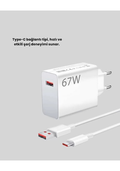 67 Watt Type C Hızlı Şarj Başlık Xiaomi Black Shark Uyumlu Yeni Nesil Renkli
