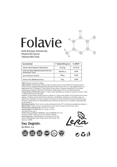 Lera Pharma Folavie Takviye Edici Gıda 30 Kapsül