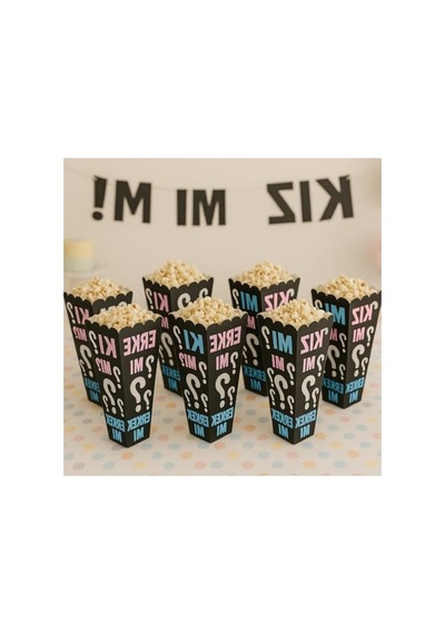 8'li Popcorn Kutusu Seti, Baby Shower Ve Cinsiyet Partisi İçin
