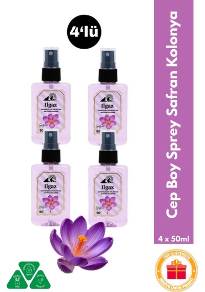 Safran Çiçeği Sprey Kolonya Cep Boy Elegance Series 4'lü Eko Paket - 4x50 Ml
