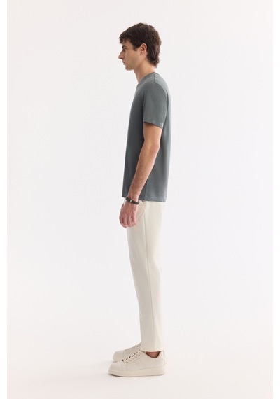 Avva Erkek Haki Bisiklet Yaka Bi-stretch Soft Touch Basic Regular Fit T-shirt B001031