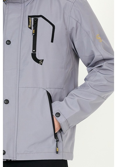 Sivaist Yeni Sezon Erkek Gri Softshell Kapüşonlu Iç Cepli Mont
