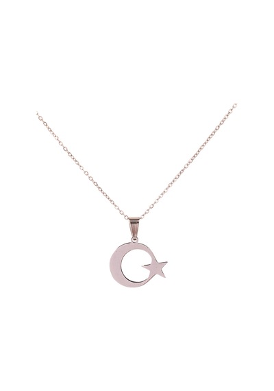 Gümüş Renk Ay Yıldız Çelik Kolye Kararmaz Paslanmaz Çelik Anlamlı Ve Şık Unisex Gümüş