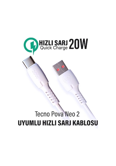 Tecno Pova Neo 2 Şarj Kablosu 20w Hızlı Şarj Kablo