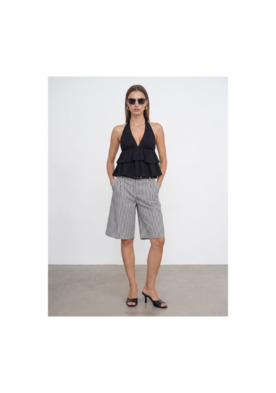 Dilvin 33017 Lyocell Halter Top-siyah-16459