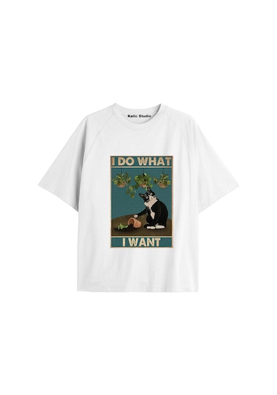 Kalic Studio Y2k Vintage Cats Baskılı Beyaz T-shirt Kod 3 Beyaz-3