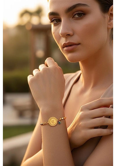 22 Ayar Çeyrek Altınlı Pullu Model Bileklik Sarı Altın
