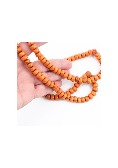 Şimşir Ağacı Boyalı Turuncu 99luk Tekerlek Kesim 10x6mm Namaz Tesbihi Turuncu
