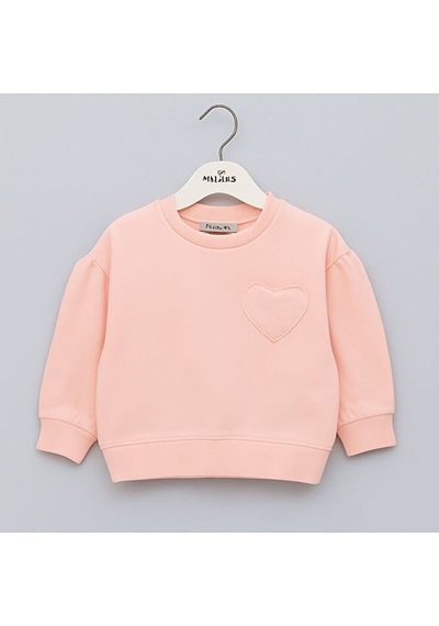Kız Çocuk Kalp Detaylı Uzun Kollu Sweatshirt 2 7 Yaş Mor