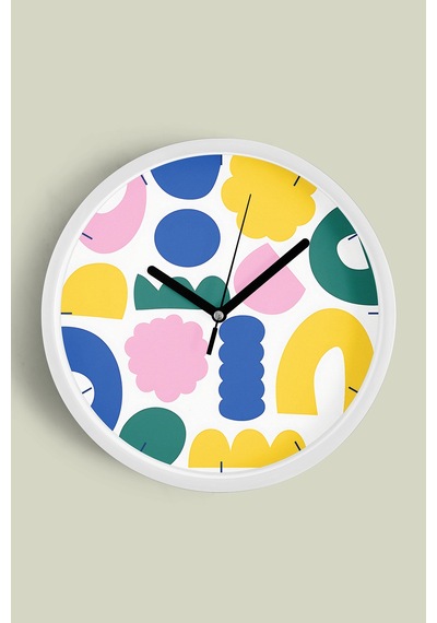 Soyut - Geometrik Temalı Modern Duvar Saati - 35cm - Önü Camlı Beyaz Kasa - Sessiz Mekanizma-jh0302 Beyaz