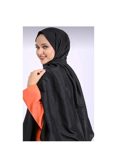 Ardün Hijab İpeksi Vual Şal,ithal Kumaş,yüksek Kalite &italyan Dikiş Siyah - 937766693 Siyah