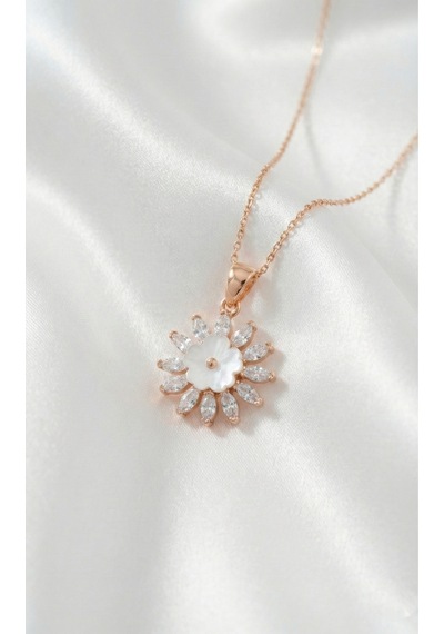 Çekirdekjewelry 925 Ayar Gümüş Manolya Çiçekli Kolye Pembe