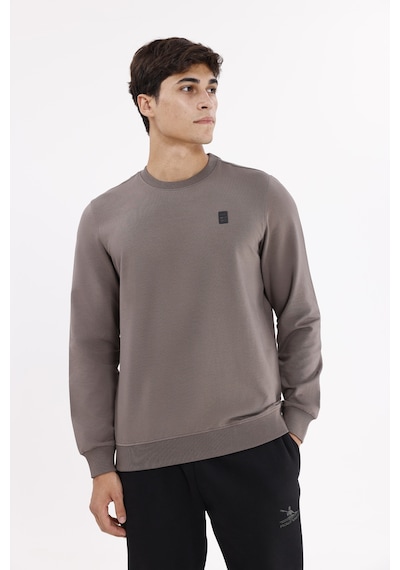 Rowinger Minimal Logolu Bisiklet Yaka Ribana Manşetli Rahat Kalıp Mevsimlik Sweatshirt Antracite