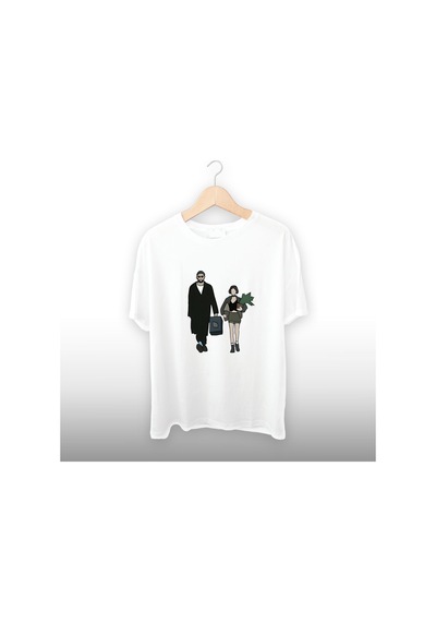 Leo Ve Mathilda Detaylı Unisex Tişört Beyaz