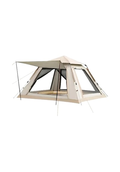 Güneşlikli Kamp Çadırı 240x240x160 Cm 6 Kişilik Kolay Kurulum Outdoor Bej