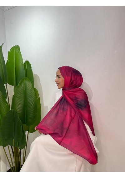 Nurbag Store Tesettür Şal Duman Desen Pamuk Soft Şal bordo