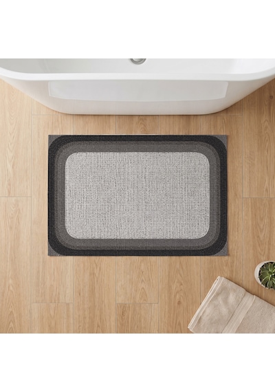 Kartela Halı Jüt Görünümlü Banyo Paspası Antrasit Kaymaz Taban Makinede Yıkanabilir 50x75 Cm