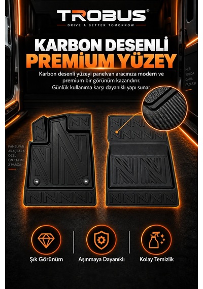 Citroen Berlingo Panelvan 2020 Carbon Desenli Premium 3d Havuzlu Oto Paspas 2 Parça Ön Takım