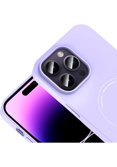 Maks Technology iPhone Uyumlu 14 Pro Max Kılıf M-safe Şarj Özellikli Kamera Korumalı Mkst Elio Sert Pc Kapak - Lila