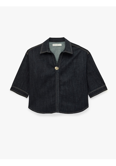 Koton Rahat Kalıp Metal Düğme Detaylı Klasik Yaka Kısa Kollu Denim Gömlek Raw 7wal60005md 63x Koton Rahat Kalıp Metal Düğme Detaylı Klasik Yaka Kısa Kollu Denim Gömlek Raw 7wal60005md 63x