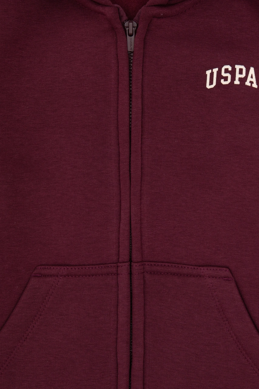 U.S. Polo Assn. Erkek Çocuk Bordo Fermuarlı Kapüşonlu Örme Hırka 50313852-VR177