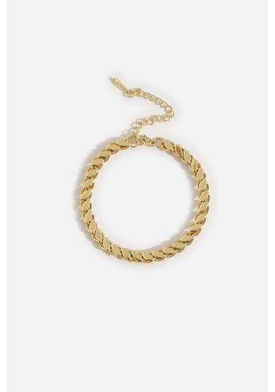 Oval Formlu Zincir Bileklik Gold