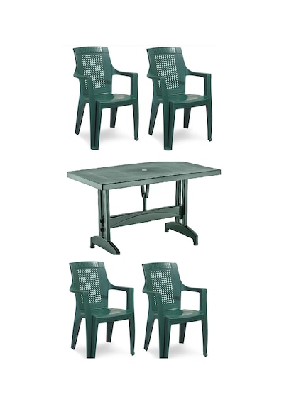 Buyukarısoy Elegance Rattan Efektli Plastik Sandalye + 70X120 Plastik Masa Tk