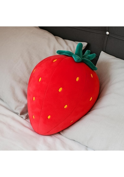 Kirmizi Çilek Figürlü Kırlent - Puffy Yastık / 33cm Çok Renkli