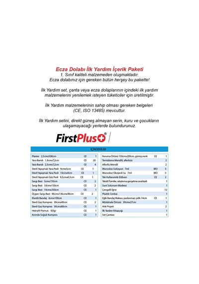 İlk Yardım Içeriği Ecza Dolabı Içeriği Boyun Korseli Lüx Phl