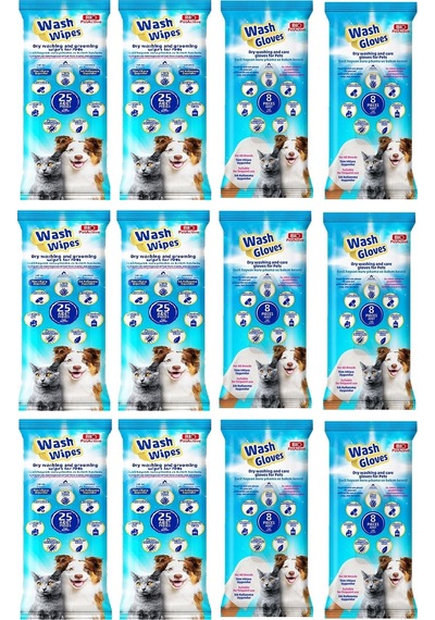 Bio Pet Active Wash Gloves + Wash Wipes Karma 12'li