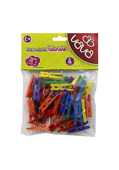 Renkli Ahşap Mandal, 3 Cm, 40'lı Paket 40 x 19