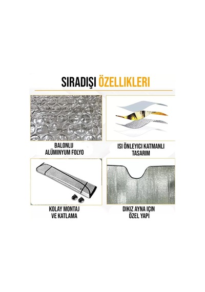 Tr Ön Cam Katlanabilir Güneşlik Araba Metalize Perde 130x60 Genel