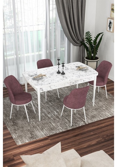 Canisa Concept Kor Serisi 70x114 Açılabilir Mutfak Masası Takımı Beyaz Mermer Desen Masa 4 Gül Kurusu Sandalye Masa Beyaz Mermer Desen Sandalyeler Gülkurusu Canisa Concept Kor Serisi 70x114 Açılabilir Mutfak Masası Takımı Beyaz Mermer Desen Masa 4 Gül Kurusu Sandalye Masa Beyaz Mermer Desen Sandalyeler Gülkurusu