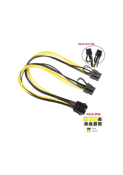 PCI-E 8 Pin Dişi To 2x 8 Pin 6+2PIN Express Power Güç Y Kablo