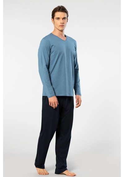 Cacharel Erkek Uzun Kollu Modal Pijama Takımı 2237/indigo İndigo