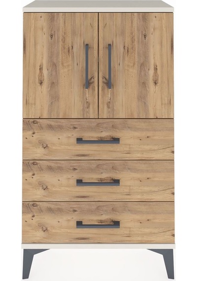 Arges Komodin 2 Raflı 3 Çekmeceli 2 Kapaklı 60x30x106 Aytaşı-çam Aytaşı