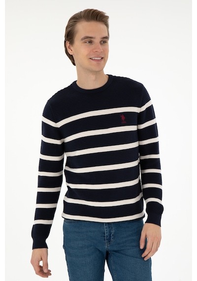 U.S. Polo Assn. Erkek Slim Fit Bisiklet Yaka Lacivert Kazak 50292850-VR033