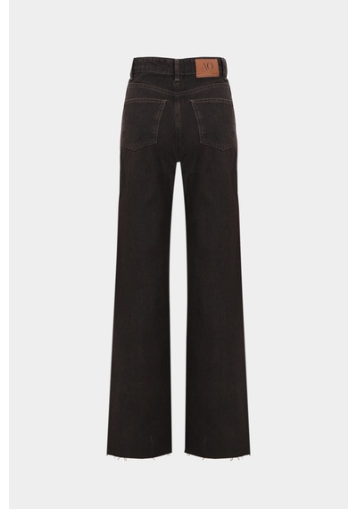 Açelyaokcu High Waist Wide Leg Kar Yıkama Geniş Paça Dikişsiz Jean Çikolata Kahve