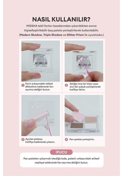 Kişiselleştirilebilir 4'lü Boş Far Paleti Custom Palette Container Diğer