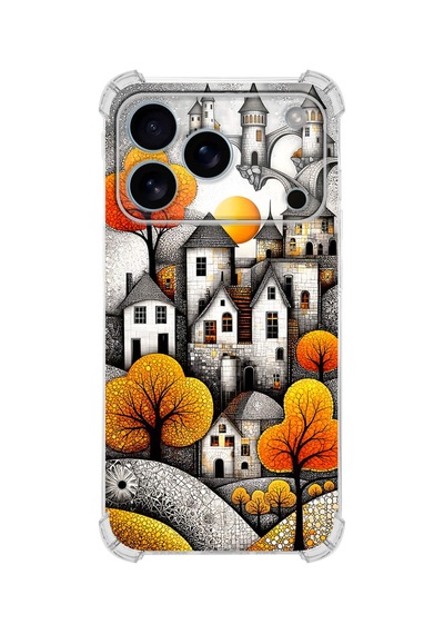 Printify Kkapple İphone 17pro Max İle Uyumlu Düşlerin Dansı Serisi Göçebe Şatolar Tasarımlı Uv Baskılı Köşe Korumalı Antişok Kılıf Şeffaf